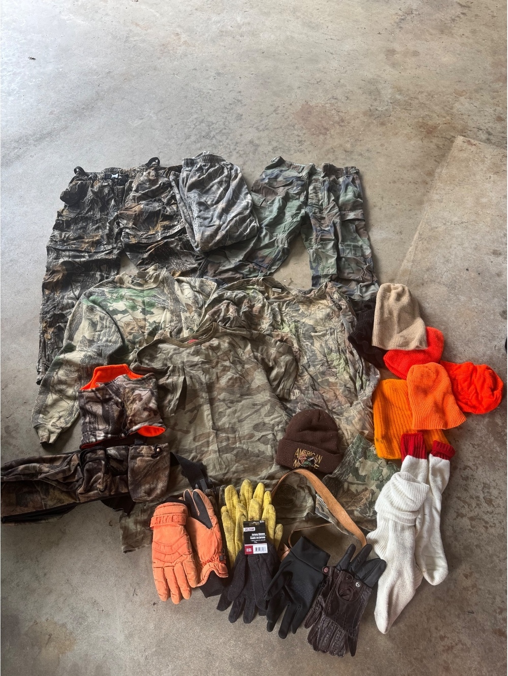 Huge hunting gear lot pants shirts hats gloves etc